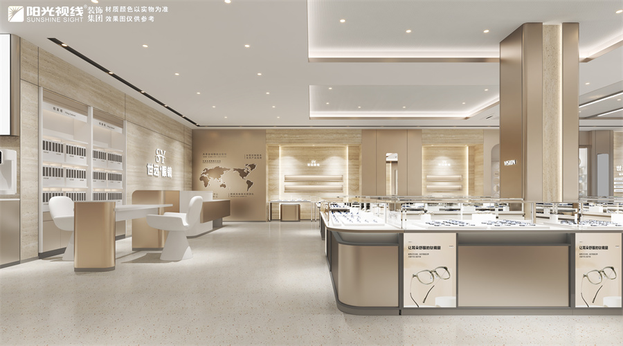 装修眼镜店不用木工打展柜的原因